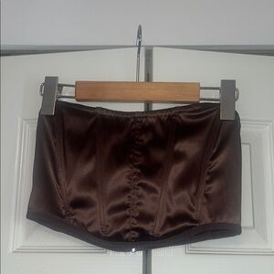 Brown Satin Corset Top